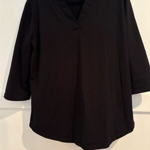 Classic Black V-Neck Women's Blouse